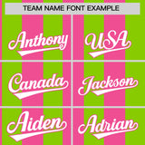 Custom Neon Green Pink Stripe Fashion Authentic Two-Button Baseball Jersey