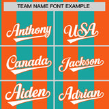 Custom Orange Aqua Stripe Fashion Authentic Two-Button Baseball Jersey