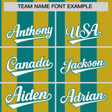 Custom Old Gold Aqua Stripe Fashion Authentic Two-Button Baseball Jersey