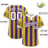 Custom Old Gold Purple Stripe Fashion Authentic Two-Button Baseball Jersey