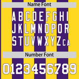 Custom Gold Purple Stripe Fashion Authentic Two-Button Baseball Jersey