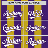 Custom Purple Old Gold Stripe Fashion Authentic Two-Button Baseball Jersey