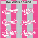 Custom Silver Pink Stripe Fashion Authentic Two-Button Baseball Jersey