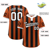 Custom Khaki Black Stripe Fashion Authentic Two-Button Baseball Jersey