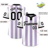 Custom White Light Purple Stripe Fashion Authentic Two-Button Baseball Jersey