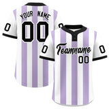 Custom White Light Purple Stripe Fashion Authentic Two-Button Baseball Jersey