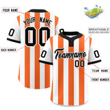 Custom White Orange Stripe Fashion Authentic Two-Button Baseball Jersey