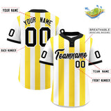 Custom White Gold Stripe Fashion Authentic Two-Button Baseball Jersey