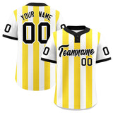 Custom White Gold Stripe Fashion Authentic Two-Button Baseball Jersey