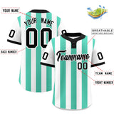 Custom White Bright Green Stripe Fashion Authentic Two-Button Baseball Jersey
