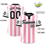 Custom White Light Pink Stripe Fashion Authentic Two-Button Baseball Jersey
