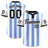 Custom White Light Blue Stripe Fashion Authentic Two-Button Baseball Jersey