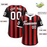 Custom Black Red Stripe Fashion Authentic Two-Button Baseball Jersey