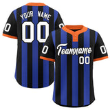 Custom Black Royal Stripe Fashion Authentic Two-Button Baseball Jersey