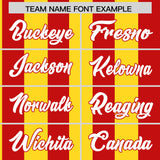 Custom Red Gold Stripe Fashion Authentic Two-Button Baseball Jersey