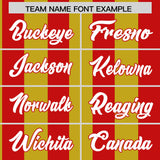 Custom Red Old Gold Stripe Fashion Authentic Two-Button Baseball Jersey