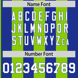 Custom Royal Neon Green Stripe Fashion Authentic Two-Button Baseball Jersey