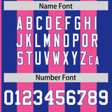 Custom Royal Pink Stripe Fashion Authentic Two-Button Baseball Jersey