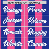 Custom Royal Pink Stripe Fashion Authentic Two-Button Baseball Jersey