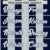 Custom Navy Silver Stripe Fashion Authentic Two-Button Baseball Jersey