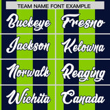 Custom Navy Neon Green Stripe Fashion Authentic Two-Button Baseball Jersey