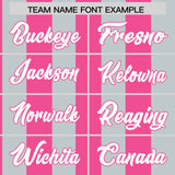 Custom Silver Pink Stripe Fashion Authentic Two-Button Baseball Jersey