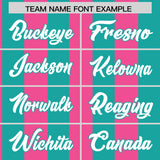 Custom Aqua Pink Stripe Fashion Authentic Two-Button Baseball Jersey