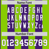 Custom Neon Green Purple Stripe Fashion Authentic Two-Button Baseball Jersey