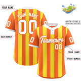 Custom Orange Gold Stripe Fashion Authentic Two-Button Baseball Jersey