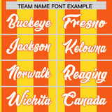 Custom Orange Gold Stripe Fashion Authentic Two-Button Baseball Jersey