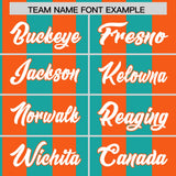 Custom Orange Aqua Stripe Fashion Authentic Two-Button Baseball Jersey