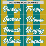 Custom Old Gold Aqua Stripe Fashion Authentic Two-Button Baseball Jersey