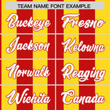 Custom Gold Red Stripe Fashion Authentic Two-Button Baseball Jersey