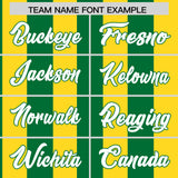 Custom Gold Kelly Green Stripe Fashion Authentic Two-Button Baseball Jersey