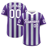 Custom Purple Silver Stripe Fashion Authentic Two-Button Baseball Jersey