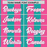 Custom Pink Aqua Stripe Fashion Authentic Two-Button Baseball Jersey