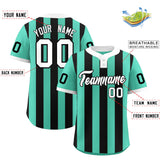 Custom Bright Green Black Stripe Fashion Authentic Two-Button Baseball Jersey