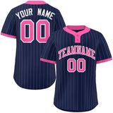 Custom Fashion Two-Button Baseball Jersey Stripe Personalized Name Big Size