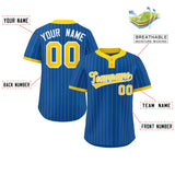 Custom Stripe Fashion Two-Button Baseball Jersey Printed or Stitched Name Number