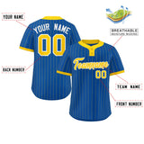 Custom Fashion Two-Button Stripe Baseball Jersey Printed or Stitched Name Number