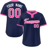 Custom Fashion Two-Button Stripe Baseball Jersey Printed or Stitched Logo Big Size