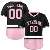 Custom Color Block Personalized V-Neck Short Sleeve Training Pullover Baseball Jersey
