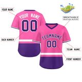 Custom Color Block Personalized Letter Number V-Neck Short Sleeve Pullover Shirt Baseball Jersey For Men/Boy