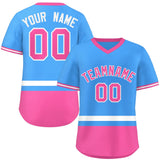 Custom Color Block Personalized Letter Number V-Neck Short Sleeve Pullover Shirt Baseball Jersey For Men/Boy