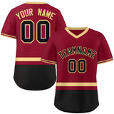 Custom Color Block Personalized Letter Number V-Neck Short Sleeve Pullover Shirt Baseball Jersey For Men/Boy