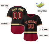 Custom Color Block Personalized Letter Number V-Neck Short Sleeve Pullover Shirt Baseball Jersey For Men/Boy