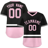 Custom Color Block Personalized Letter Number V-Neck Short Sleeve Training Pullover Shirt Baseball Jersey
