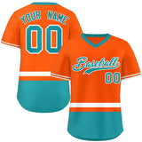 Custom Color Block Personalized Team Name Number V-Neck Short Sleeve Pullover Baseball Jersey