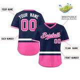 Custom Color Block Personalized Team Name Number V-Neck Short Sleeve Shirt Pullover Baseball Jersey