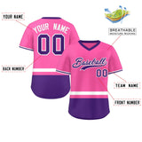 Custom Color Block Personalized Team Name Number V-Neck Short Sleeve Pullover Baseball Jersey For Men/Boy